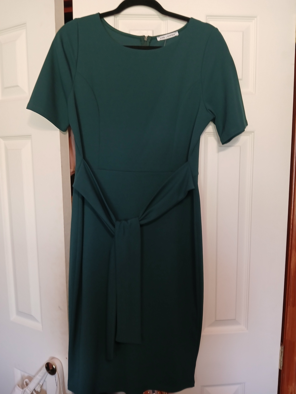 Pink & Sophie Midi Sheath Dress with Tie Waist